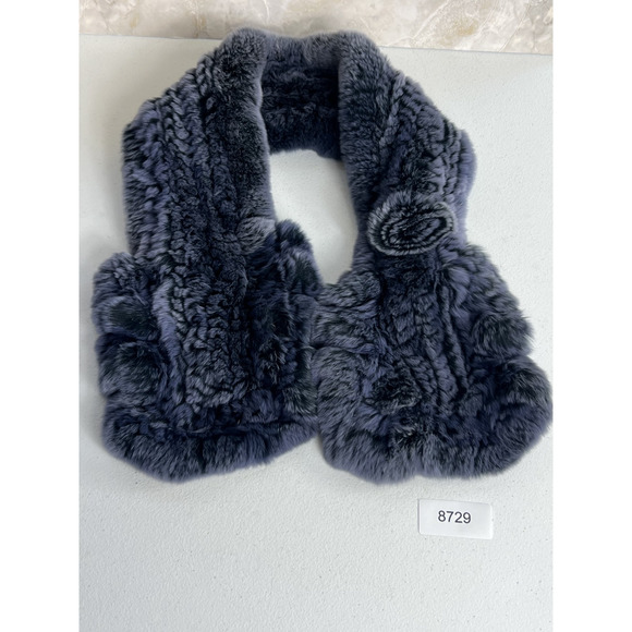 100% Rabbit Fur Scarf Shawl Collar Wrap Wave Edge Neck Warmer - Picture 11 of 11